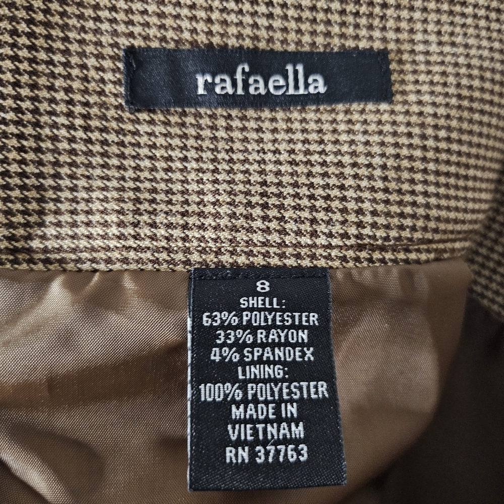 Rafaella Brown Houndstooth Pencil Skirt Size 8 Back Flounce Career Work Business - Picture 8 of 12